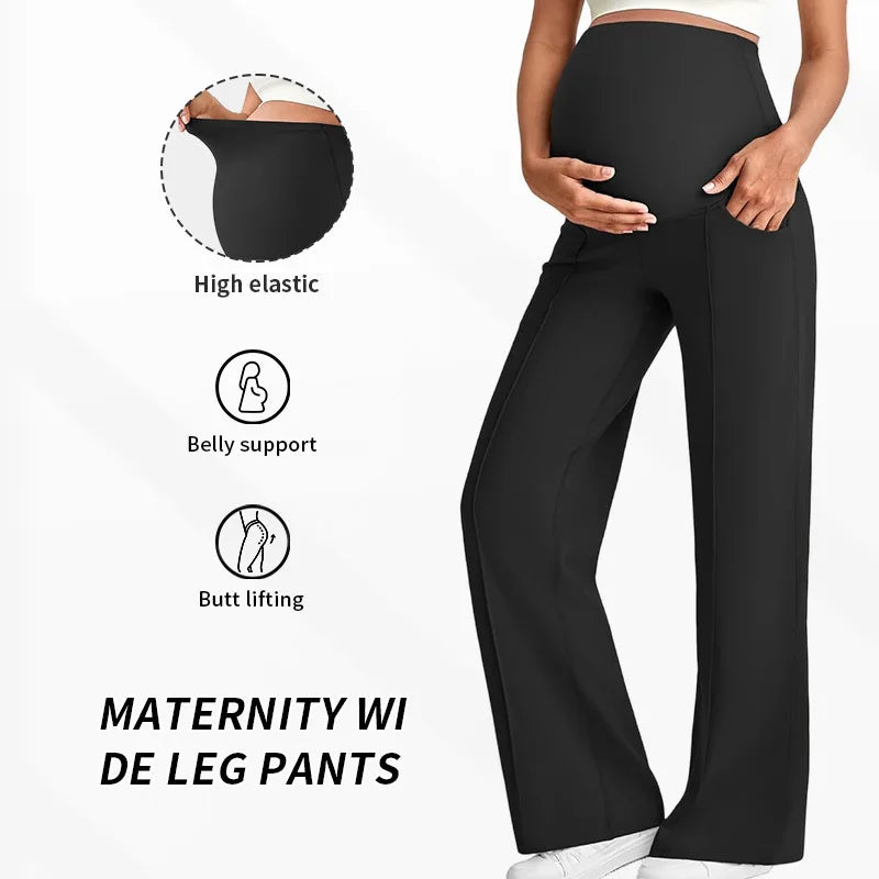 Plus Size Maternity Wide-Leg Pants Natural Color
