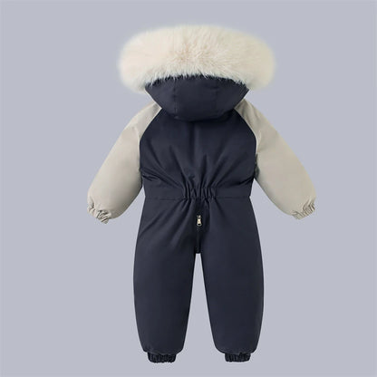 Winter Baby Ski Suit Plus Velvet Jumpsuit Waterproof