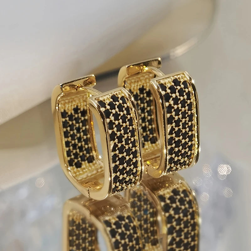 Huitan CZ Hoop Earrings for Women in Silver and Gold