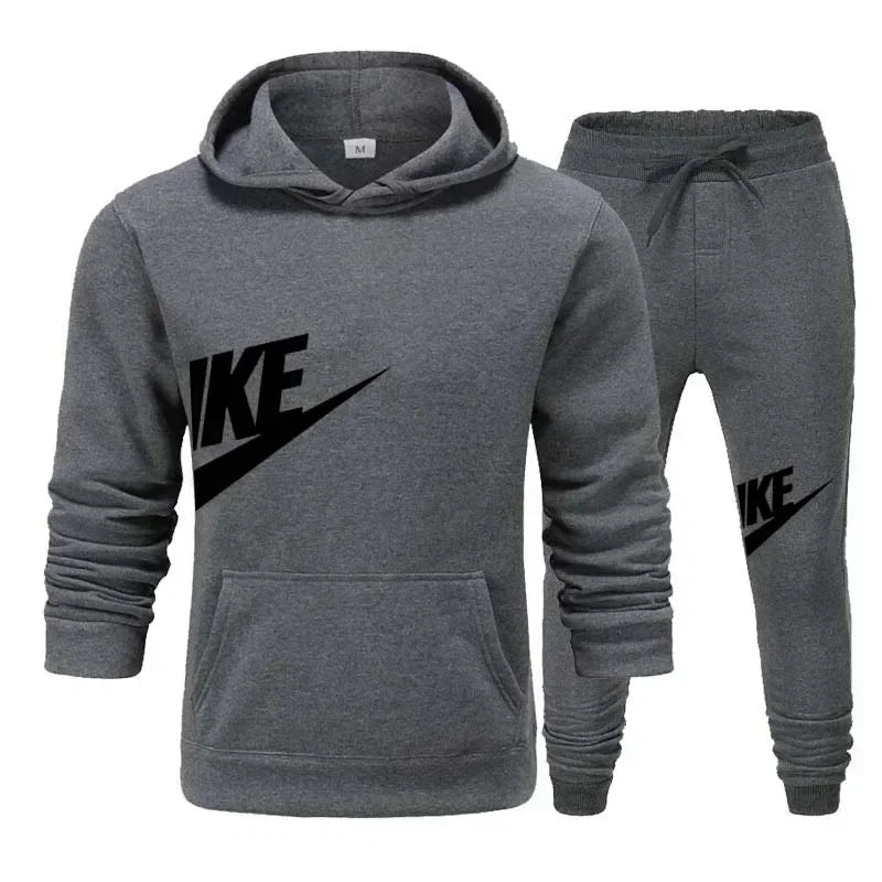 Men's Casual Fitness Printed Hooded Pullover and Pants