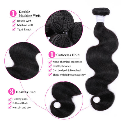 Body Wave Brazilian Human Hair Extensions 10-40 Inch