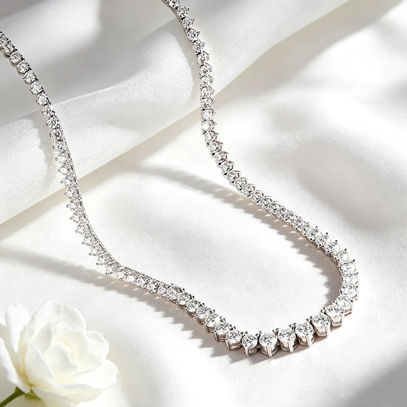 Moissanite Tennis Necklace in 925 Sterling Silver