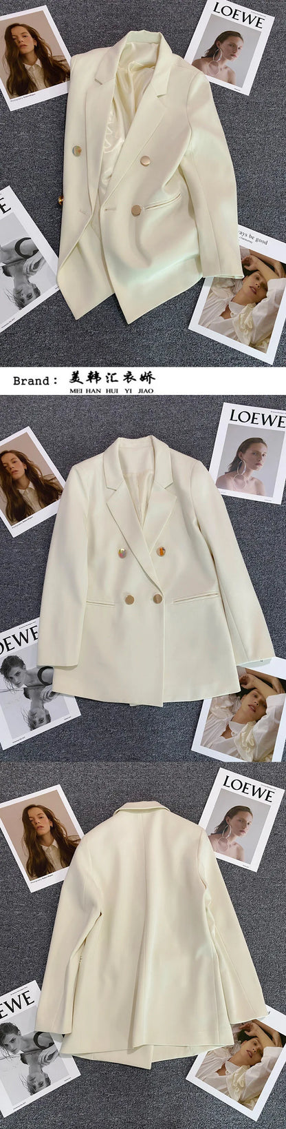 Candy Color Slim Blazer with Notched Collar and Metal Buttons