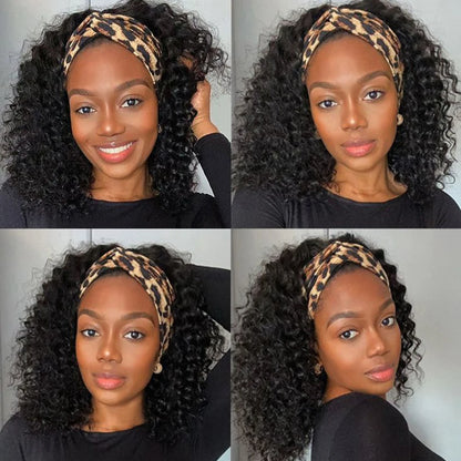 Kinky Curly Human Hair Headband Wig 250% Density