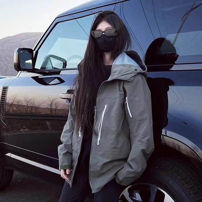 Three Layer Waterproof Windbreaker Jacket for Camping