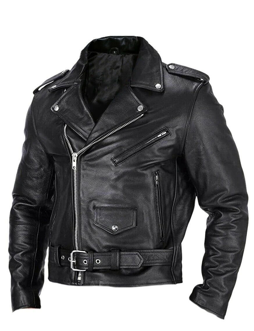 Men's Slim Fit PU Leather Motorcycle Jacket