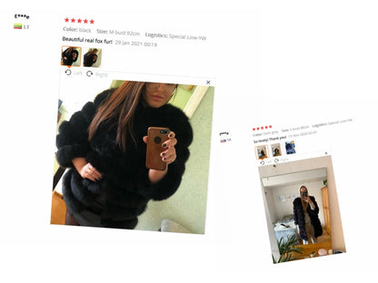4in1 Women Fox Fur Coat Winter Outerwear