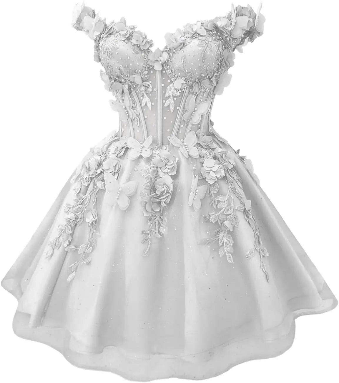 Butterfly Short Off Shoulder Prom Dress for Teens