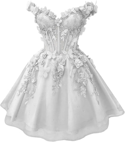 Butterfly Short Off Shoulder Prom Dress for Teens