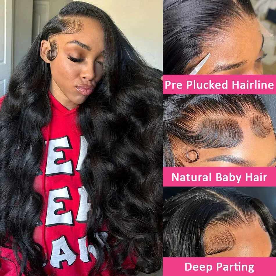 Body Wave Lace Frontal Wig 200 Density Human Hair 42 44 Inch