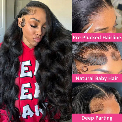 Body Wave Lace Frontal Wig 200 Density Human Hair 42 44 Inch