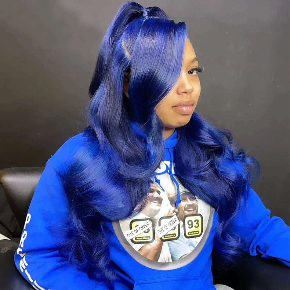 Dark Blue 13x4 Lace Front Wig Human Hair Body Wave