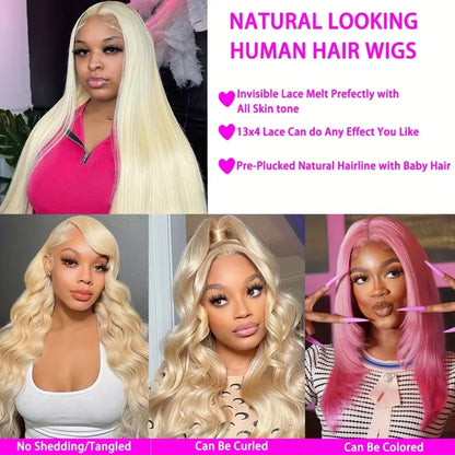 13x6 Lace Frontal Wig 613 Blonde Straight 30 Inch Human Hair