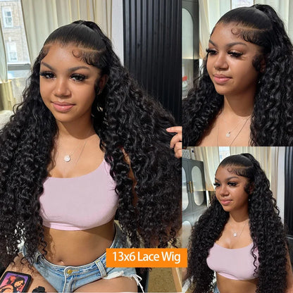 40 Inch Deep Wave Human Hair Lace Frontal Wig