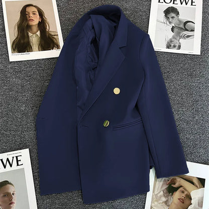 Women Double-Breasted Blazer Casual Suit Jacket