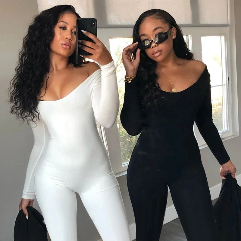 Dulzura Women Long Sleeve Bodycon Jumpsuit Overall