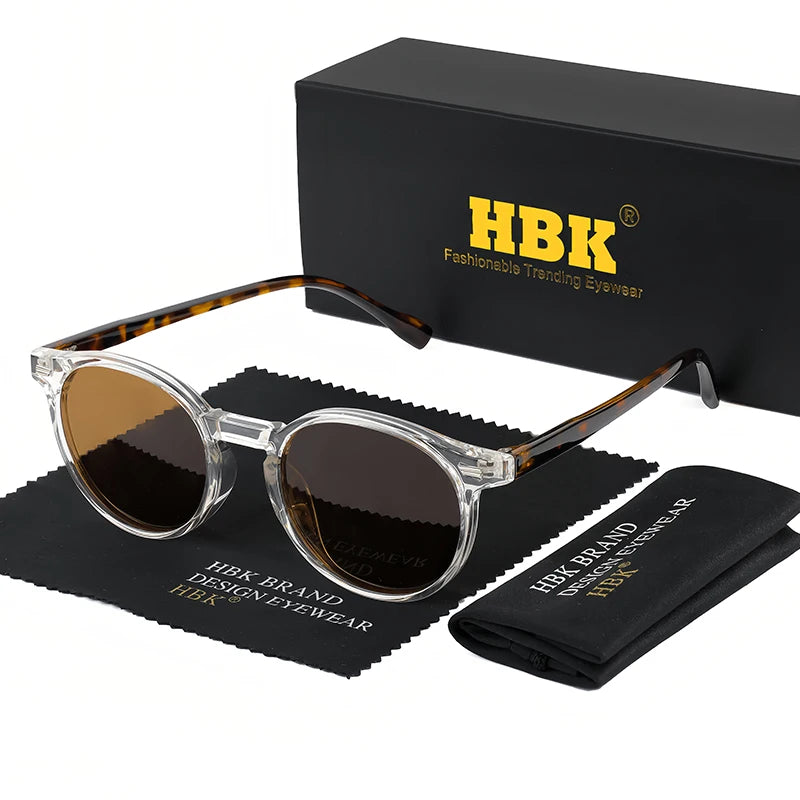HBK Fashion Sunglasses Men Round TR90 Frame UV400