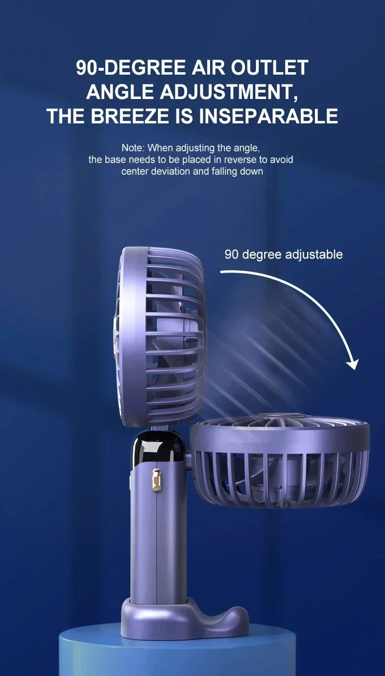 Portable Rechargeable Handheld Fan with LED Display