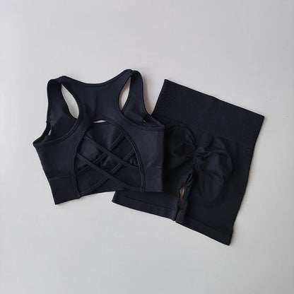 Women's Seamless Yoga Set Sport Bra and High Waist Shorts