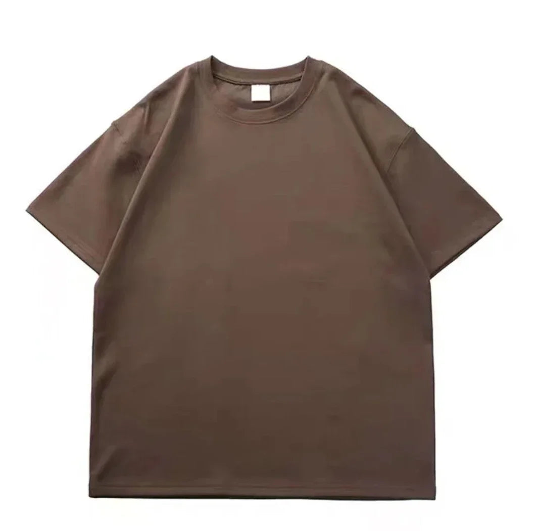 Black White Cotton T-Shirt Heavy-Duty Short Sleeves