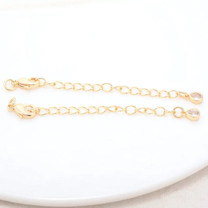 14K Gold Color Brass Drop Extender Chain 6PCS