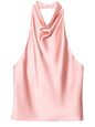 Halter Satin Backless Corset Top for Women in Yellow Pink Black