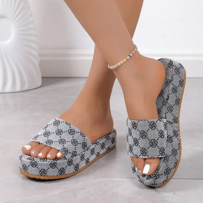 Women Floral Platform Sandals Casual Beach Shoes
