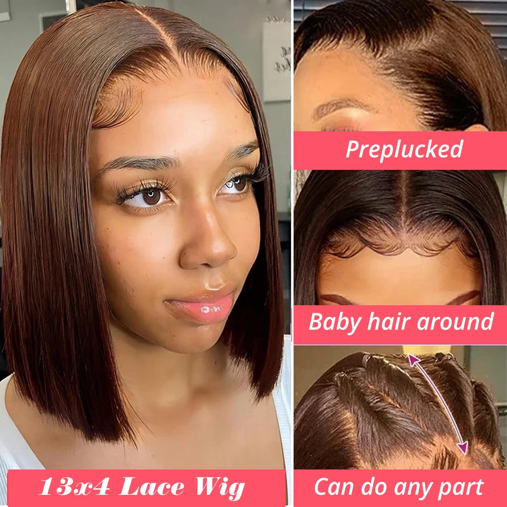 Brown Straight 13x4 Lace Front Wig Human Hair