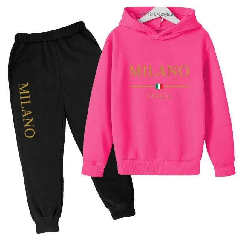 Kids Pullover Hoodie and Pants Tracksuit Set