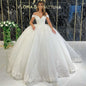 Elegant Off The Shoulder Lace Applique Tulle Wedding Dress