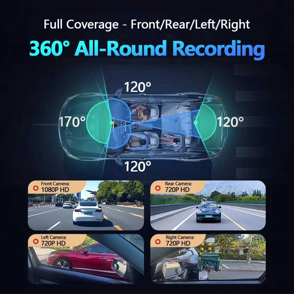 4 Channel WiFi Car DVR Dashcam with 360 Degree Recording