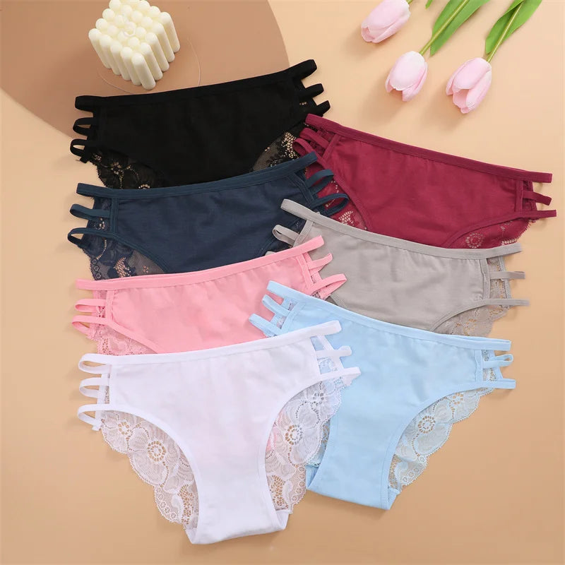 3PC Set Women's Floral Lace Low Rise Briefs
