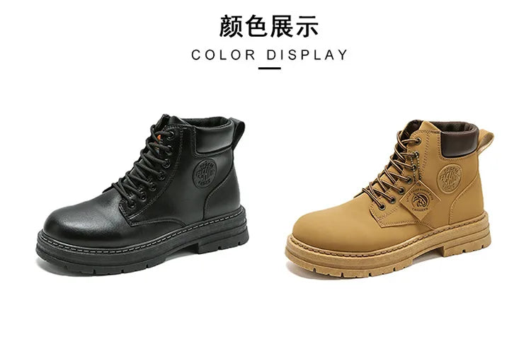 High Top Leather Motorcycle Boots for Men