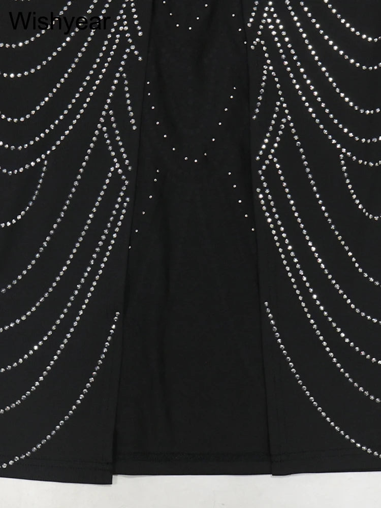 Luxury Brown Rhinestone Evening Gown for Women