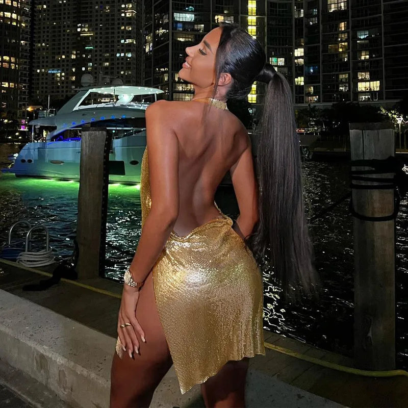 V Neck Sequin Cami Mini Dress for Women Party