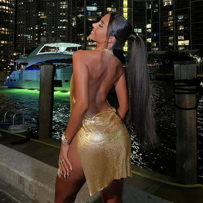 V Neck Sequin Cami Mini Dress for Women Party