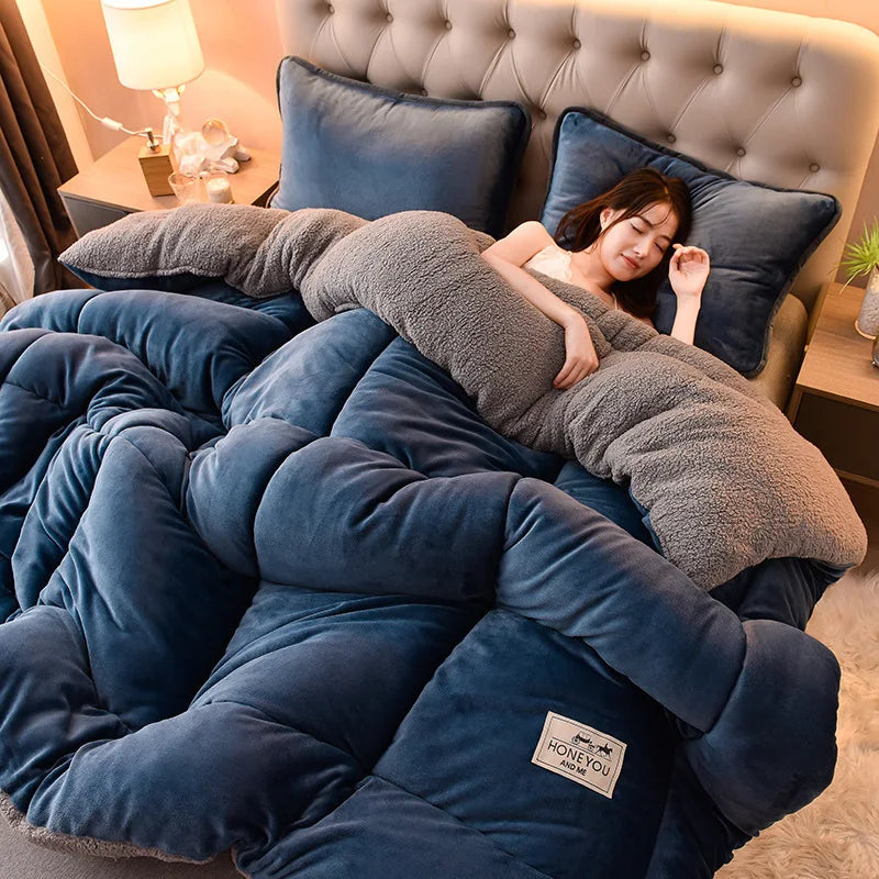 Lamb Fleece Blanket Double-Sided Velvet Warm Quilt