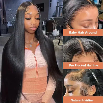 30 Inch Natural Black 360 Lace Front Human Hair Wig