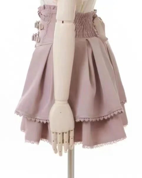 Japanese Sweet Lolita Mini Skirt Women Retro Lace Skirt