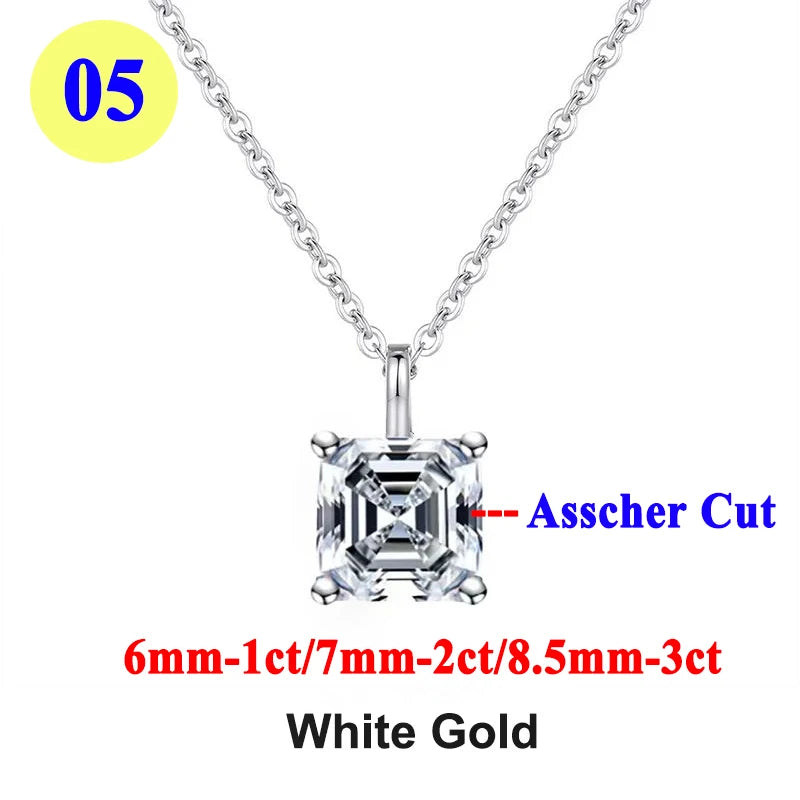 Moissanite Pendant Necklace 18K Gold Plated Women