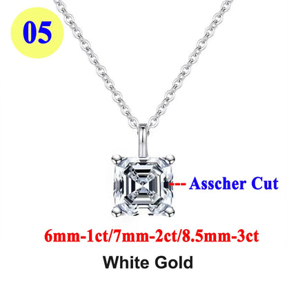Moissanite Pendant Necklace 18K Gold Plated Women