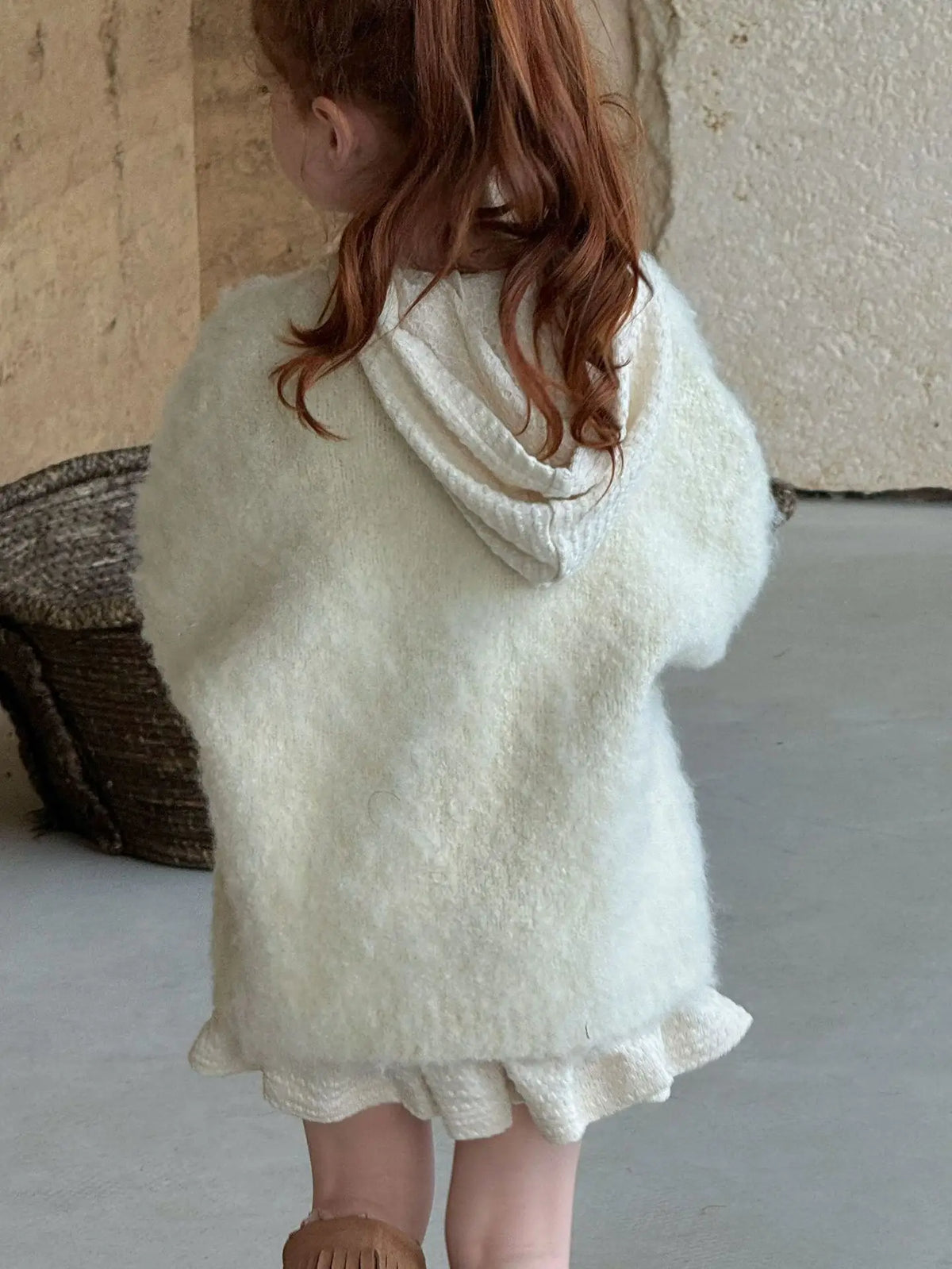 Hooded Knitted Lace Dress for Girls