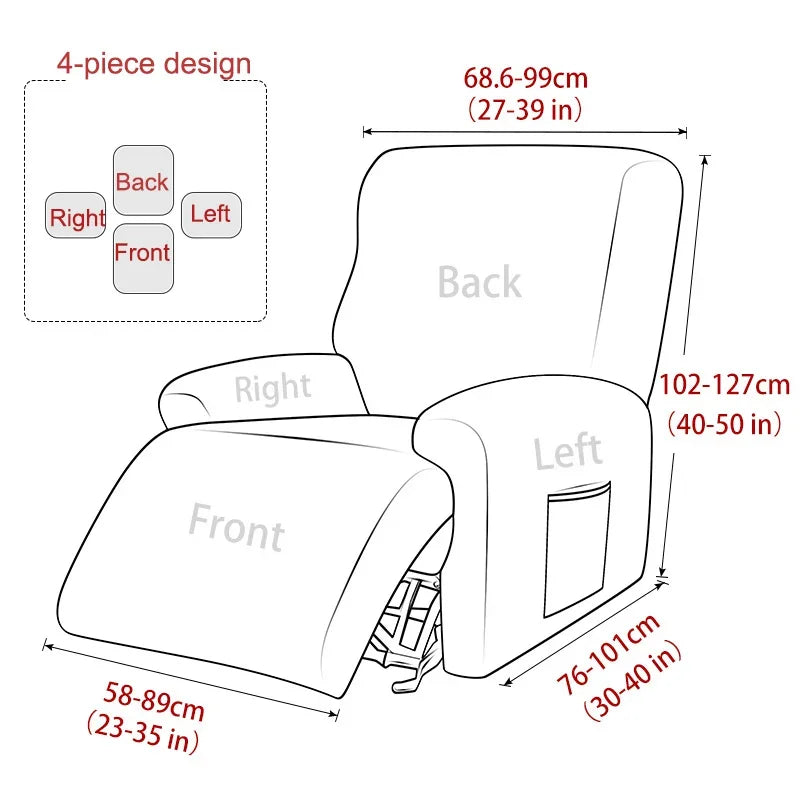 Soft Polyester Recliner Sofa Cover Solid Color