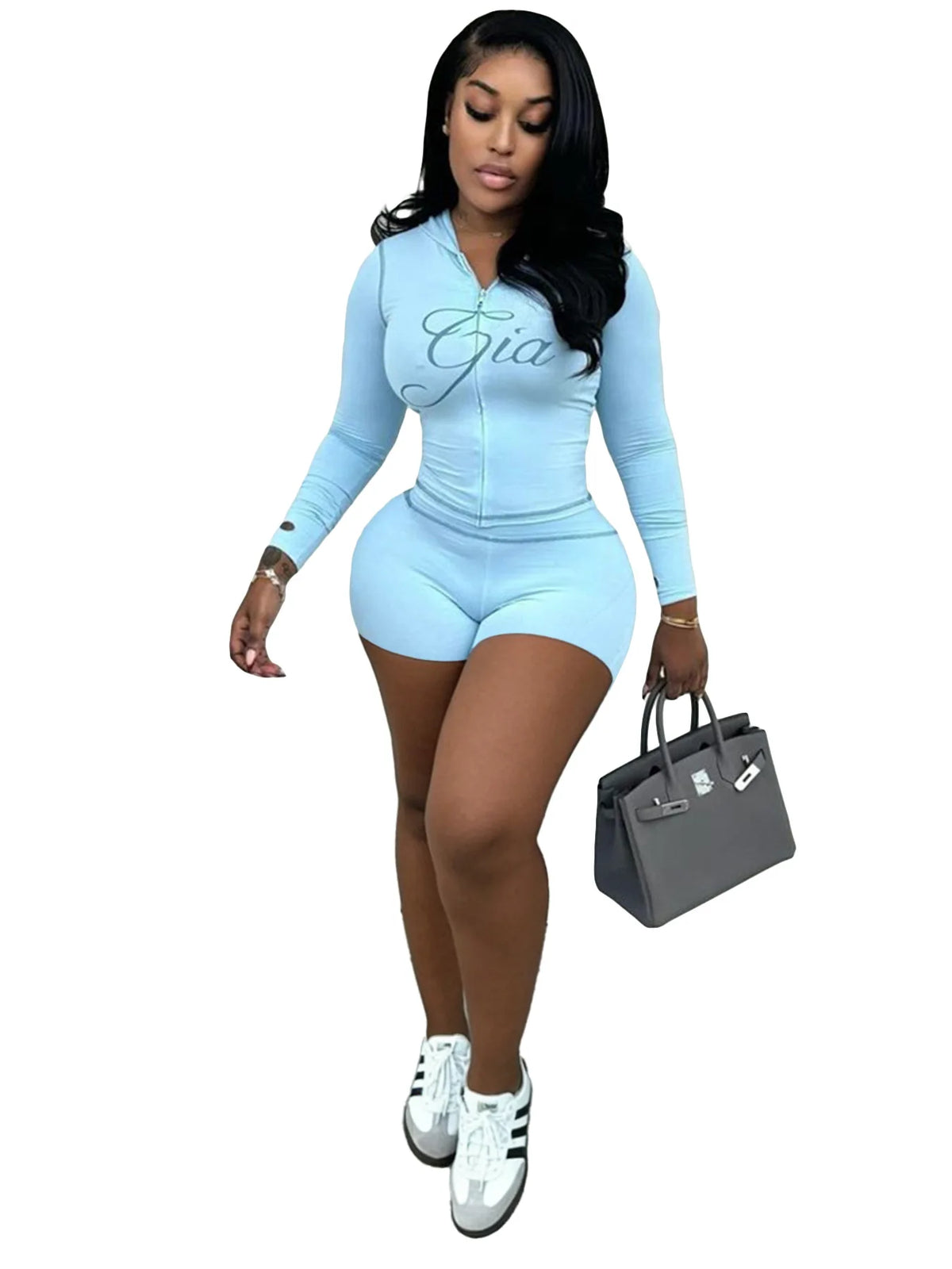 Joskaa Dot Print Tracksuit Set Women Long Sleeve Crop Top