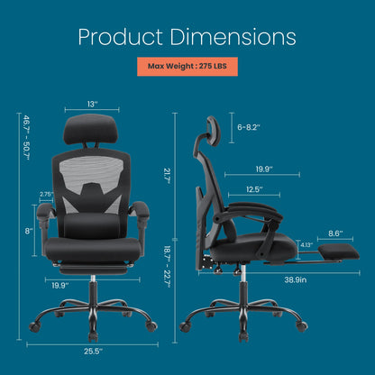 MCQ High Back Ergonomic Gaming Office Chair with Lumbar Support