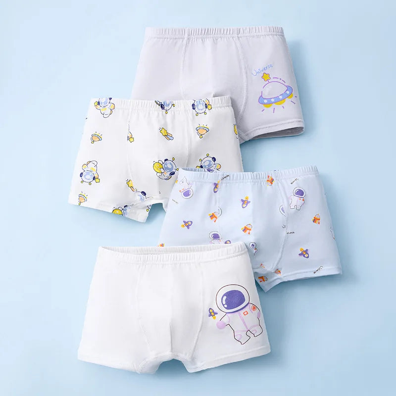 Cotton Boys Cartoon Boxers 4 Piece Set