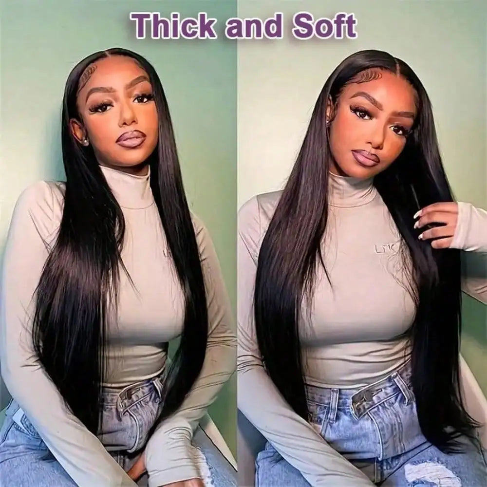 Glueless Straight Human Hair Wig 250% Density Natural Color