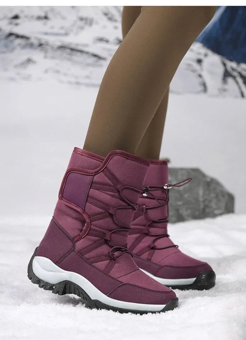 Men's Winter Ankle Boots Waterproof Plush Hiking Shoes