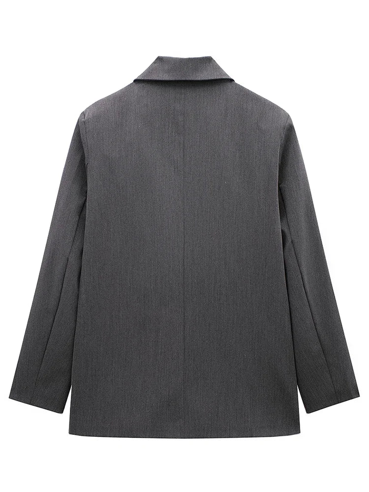 Willshela Women Vintage Double Breasted Blazer with Pockets