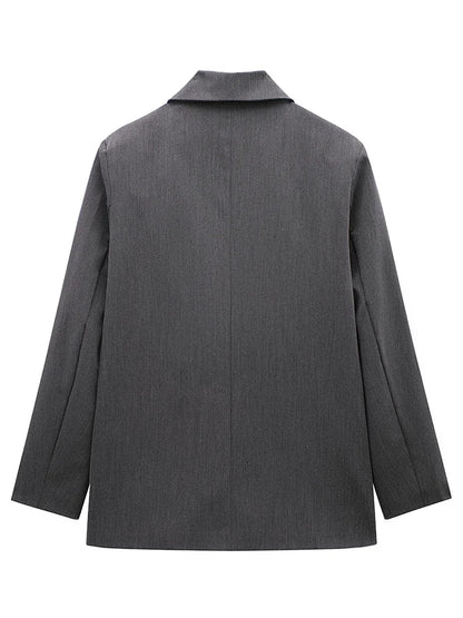 Willshela Women Vintage Double Breasted Blazer with Pockets